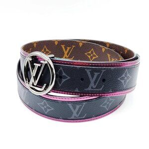 Authentic Louis Vuitton Belt M0115 Black Browns Monogram Eclipse mn441-121225